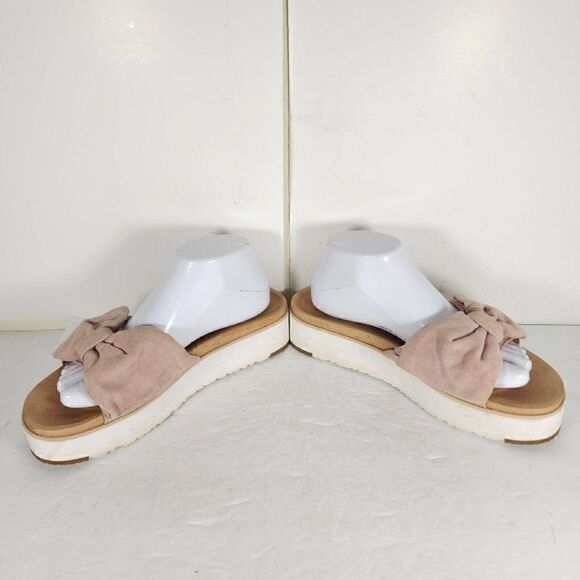 UGG Women's Joan US 10 Pink Suede Bow Open Toe Platform Slide Sandals - Picture 5 of 14